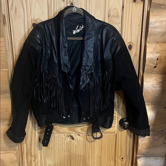 Winlit Jackets & Blazers - Women's Vintage Black Leather Fringe Jacket with Belt